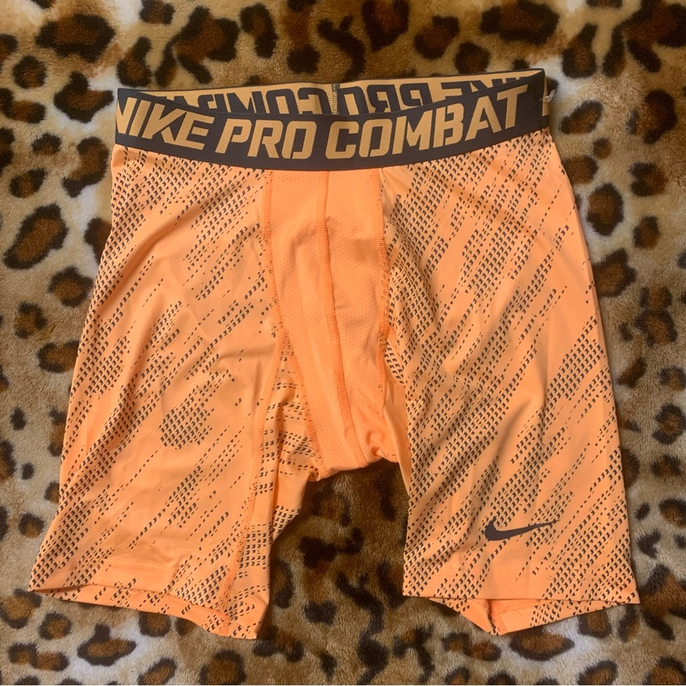 Nike Pro Combat Men's large Orange Compression Shorts